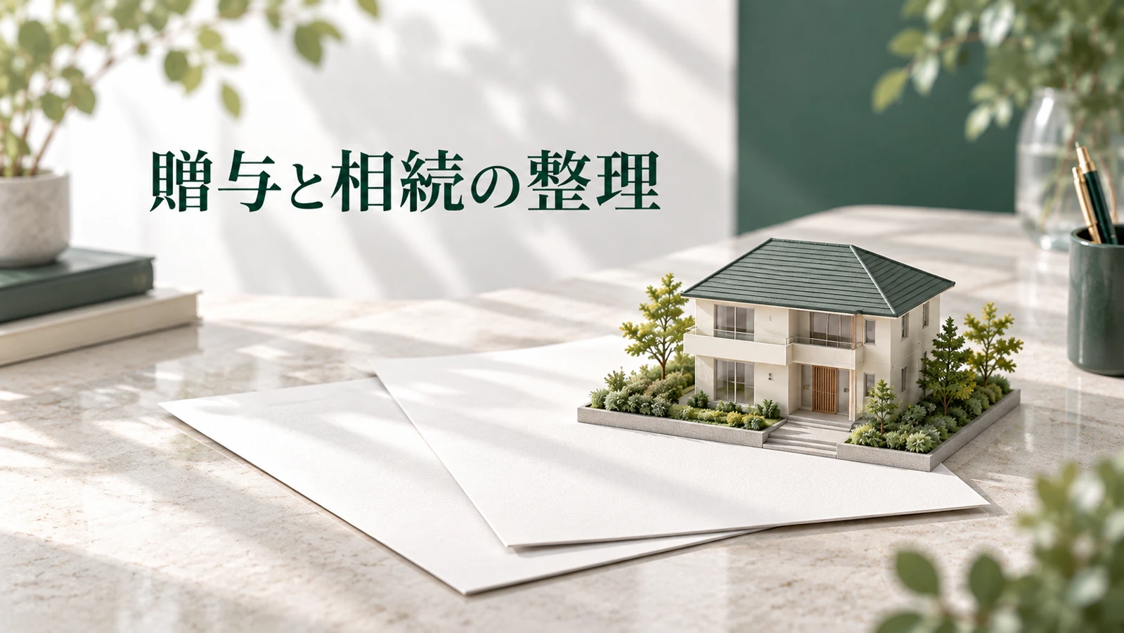 110万円の基礎控除と相続時の扱いは分けて考えるを表す資料や建築模型