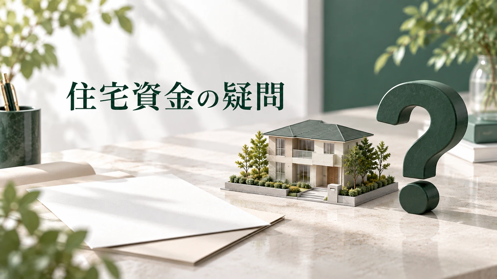 孫への住宅資金贈与でよくある質問を表す資料や建築模型