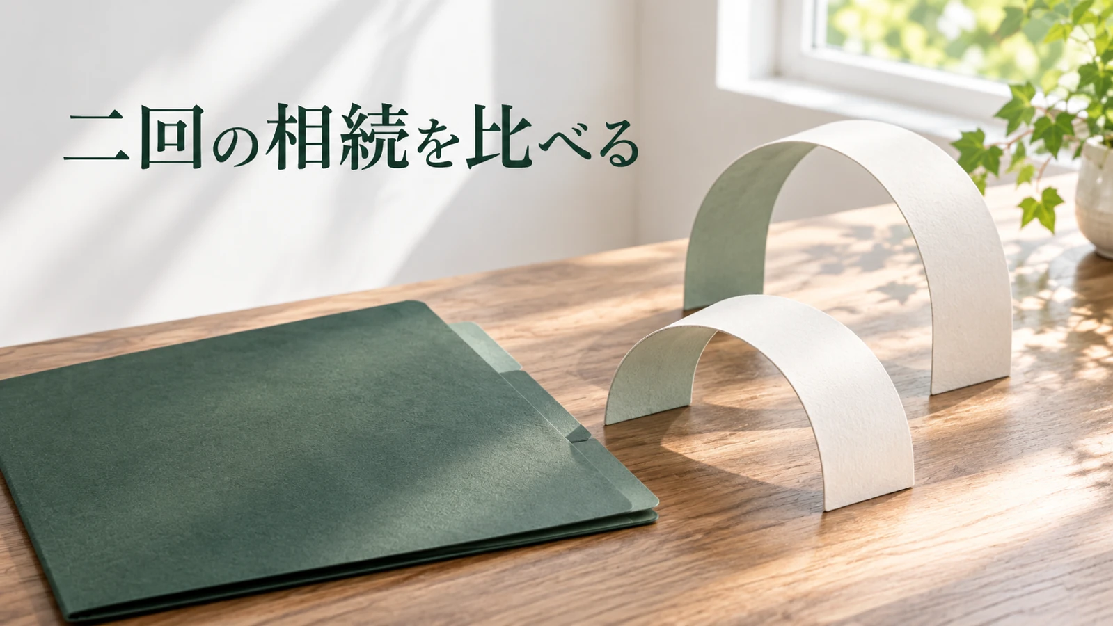 二次相続では母の財産も合わせて税額を考えるを表す資料や建築模型