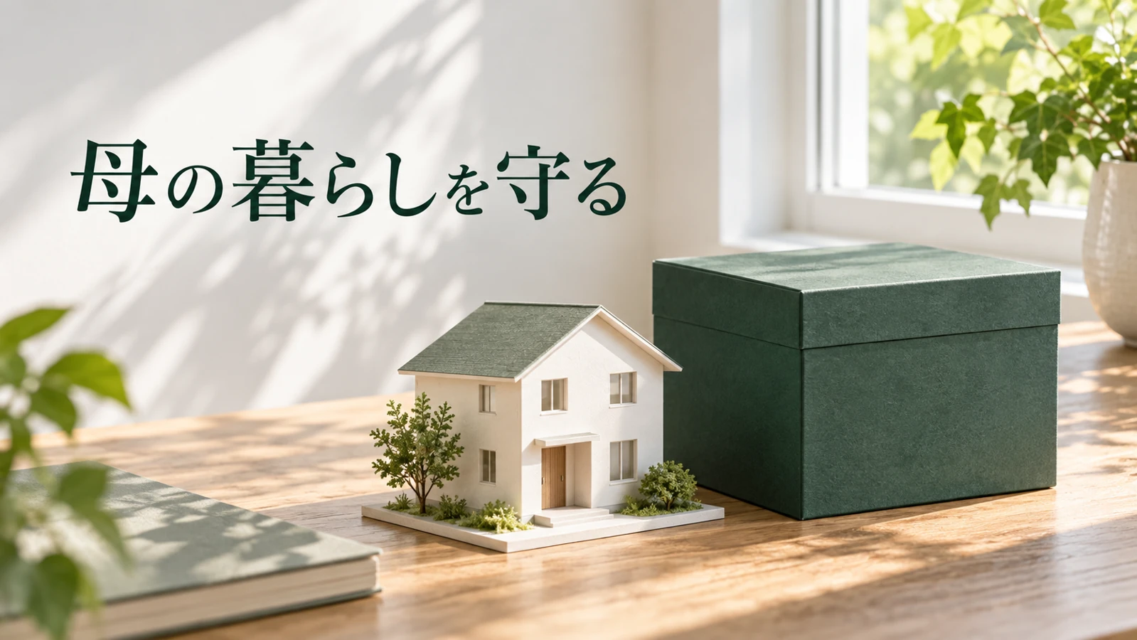 母の生活費と自宅を確保してから子の取得額を決めるを表す資料や建築模型