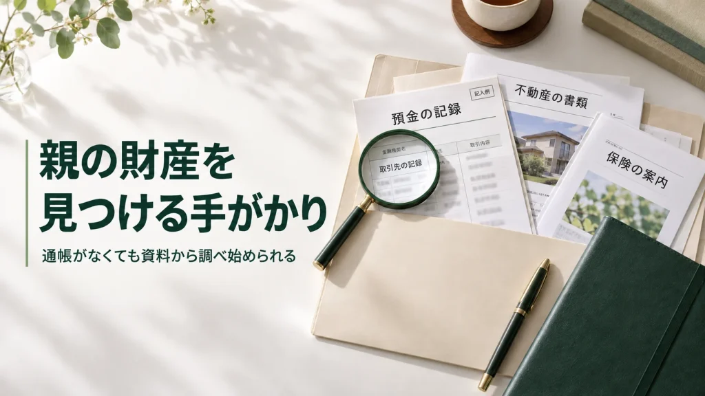 取引案内や納税資料、保険契約を一つの机で整理する財産調査の入口