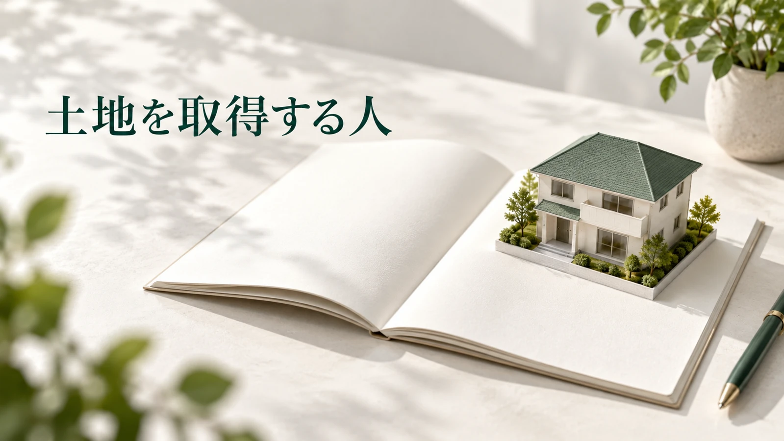 実家が対象でも土地を取得する人の条件は残るを表す資料や建築模型