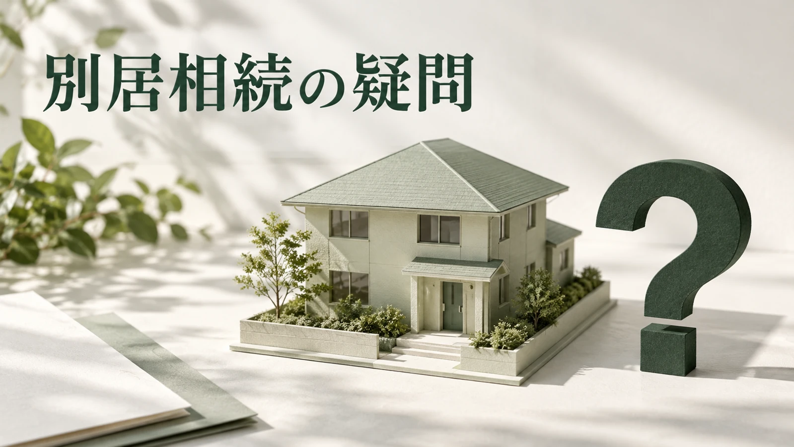 別居の子と小規模宅地等の特例に関するよくある質問を表す資料や建築模型